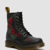 Le Signore Dr. Martens Tenie | Stivaletti Stringati In Pelle 1460 Vonda Floreale Rosa Musta — Softy T