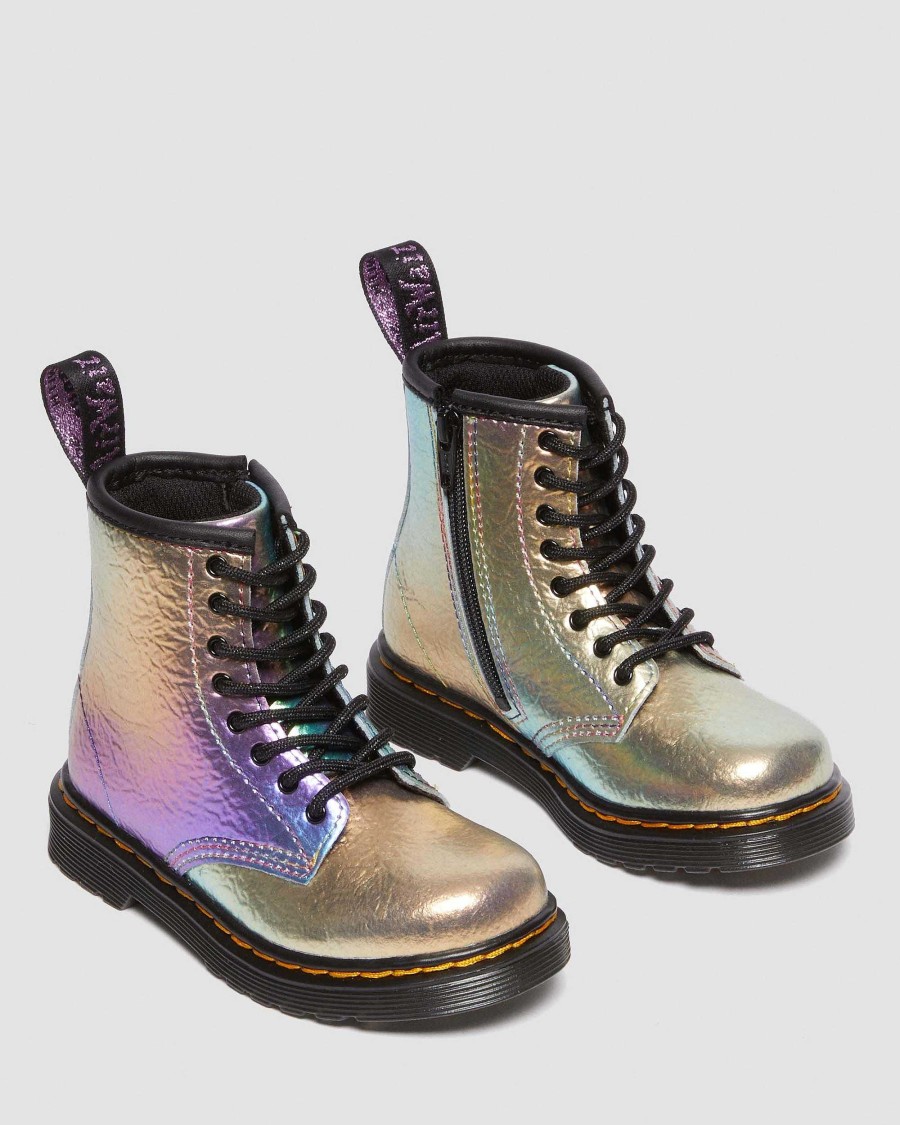 Bambini Dr. Martens Maihar Per Bambini | Stringate In Pelle Arcobaleno 1460 Per Bambini -Maiharit Multi: Arcobaleno Increspato