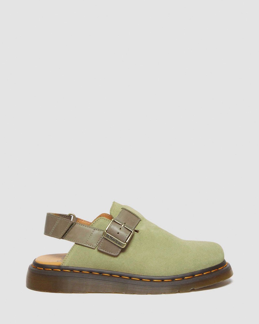 Le Signore Dr. Martens Pantofole | Slip-On Jorge Ii In Pelle Scamosciata E Pelle Oliva Chiaro+Oliva — Ehscamoscio+Carrara