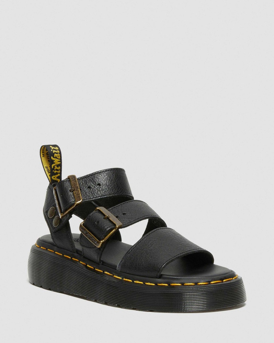 Le Signore Dr. Martens Sandalo Con Plateau | Sandali Con Piattaforma Quadrupla Gryphon In Pelle Musta-Pisa