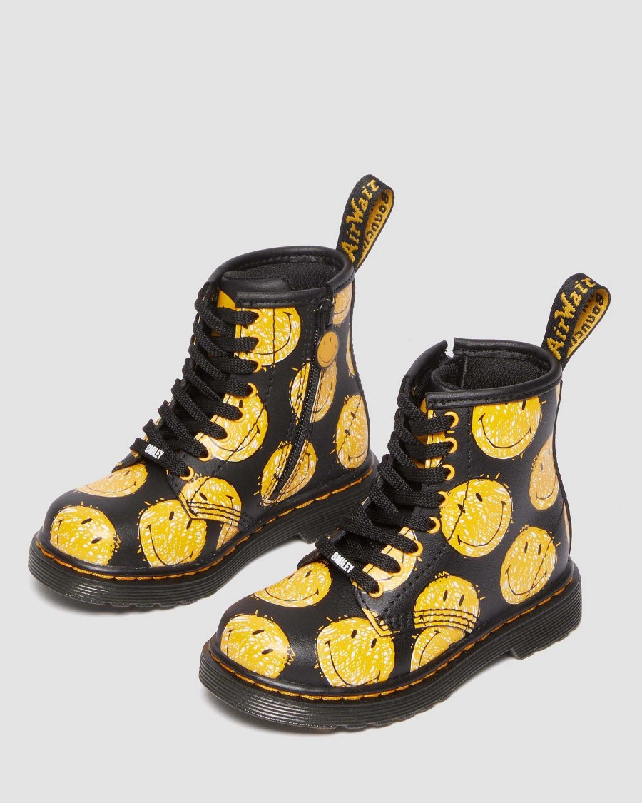 Bambini Dr. Martens Maihar Per Bambini | Stivali In Pelle 1460 Smiley® Da Neonato Nero Idro