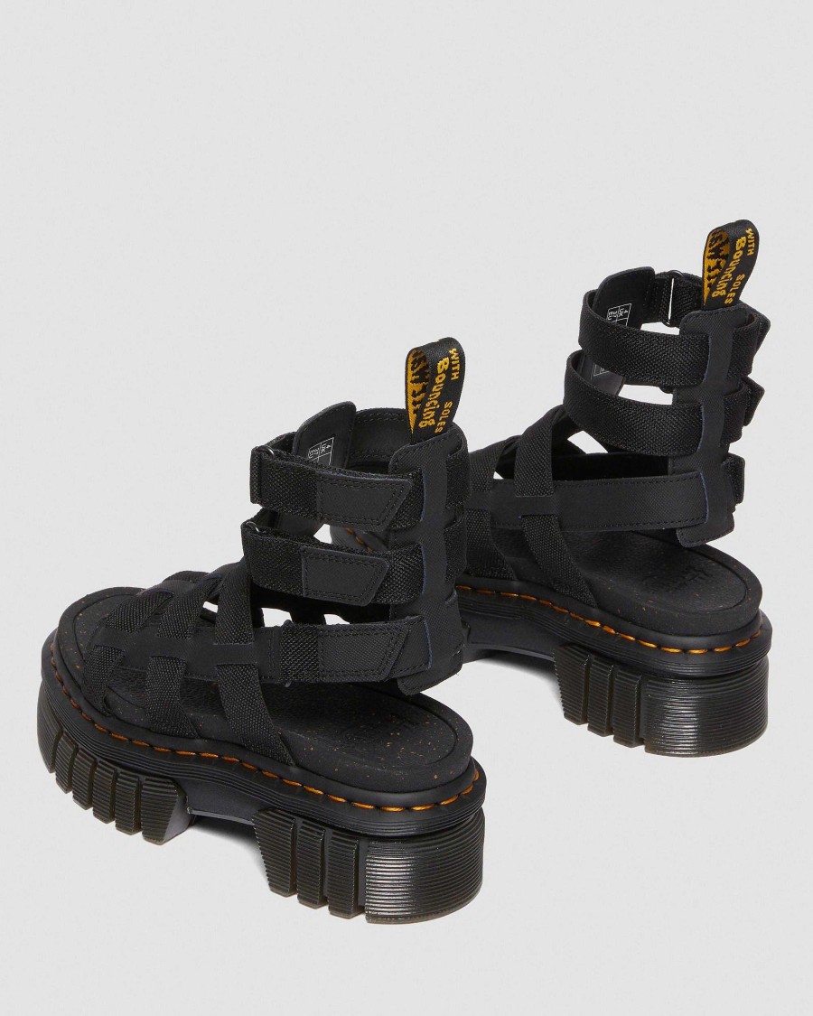 Le Signore Dr. Martens Sandalo Gladiatore | Sandali Gladiatore Con Piattaforma In Pelle Extra Resistente Ricki Musta Ajax+Extra Duro 50/50