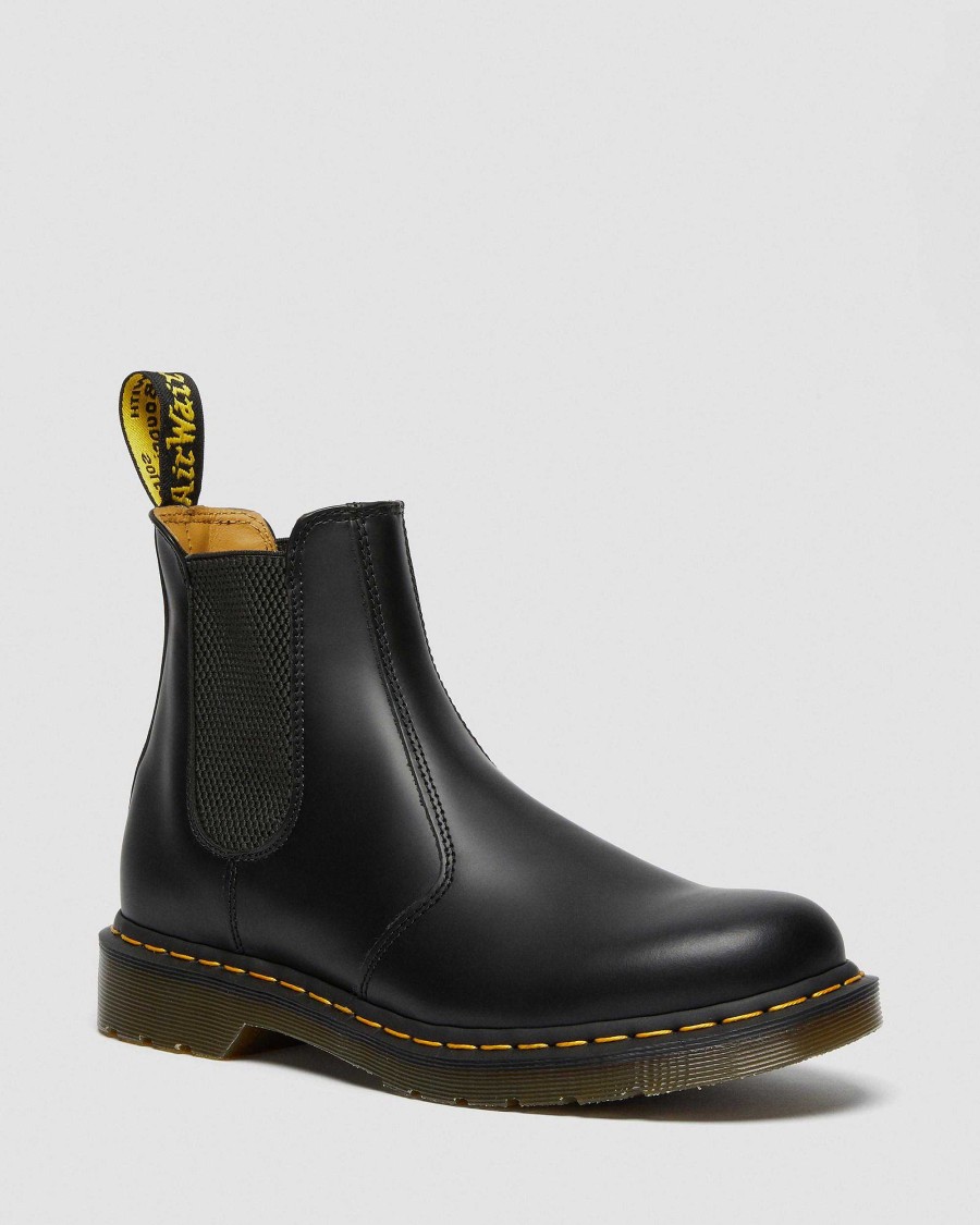 La Mia Genealogia Dr. Martens Formiche Invernali | 2976 Stivali Chelsea In Pelle Liscia Con Cuciture Gialle Liscio Nero