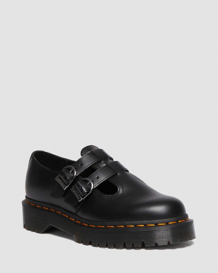 Le Signore Dr. Martens Scarpe Con Plateau | Nahkaiset 8065 Ii Bex Piattaforma Liscia Mary Jane -Kengat Liscio Nero