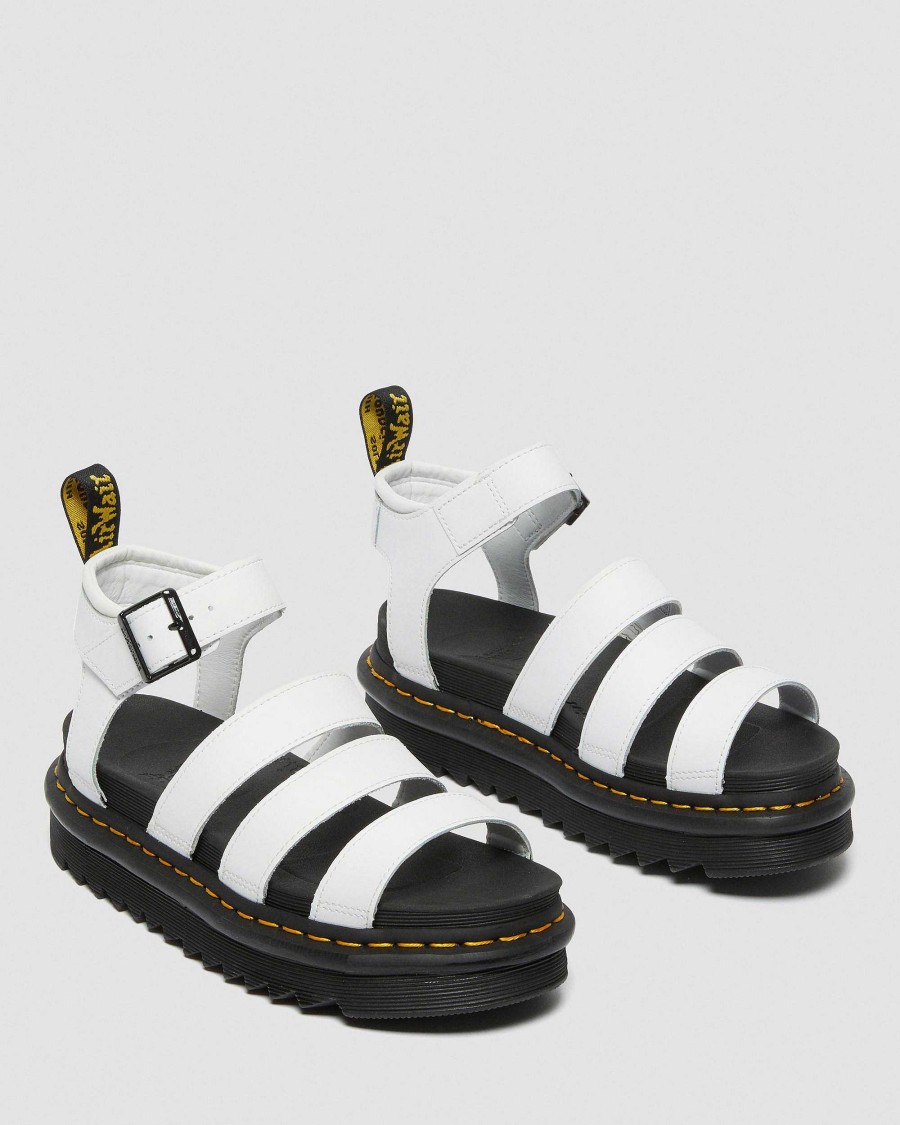 Le Signore Dr. Martens Sandalo Con Plateau | Sandali Blaire Hydro Con Cinturino In Pelle Bianco Idro