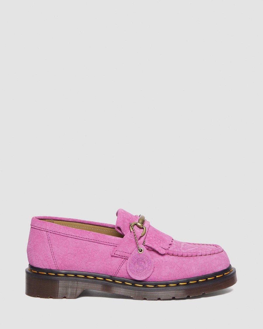 La Mia Genealogia Dr. Martens Tutti I Mocassini | Mocassini Kiltie In Pelle Scamosciata Con Stampa Repello Adrian Snaffle Thrift Pink - Rilievo Pitone In Pelle Scamosciata Di Vitello Repello