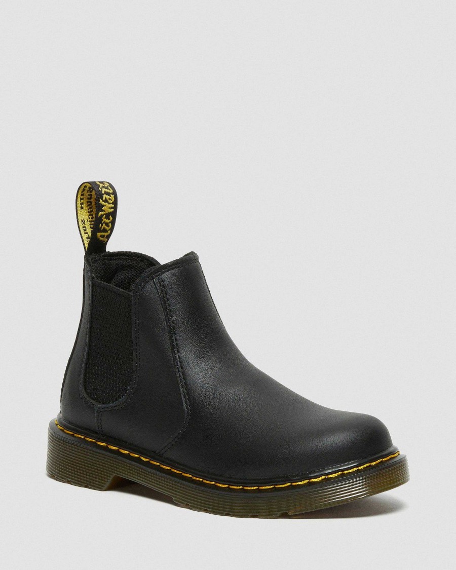 Bambini Dr. Martens Scarpe Da Scuola Per Ragazze | Stivali Chelsea Junior 2976 Softy T In Pelle Musta — Softy T