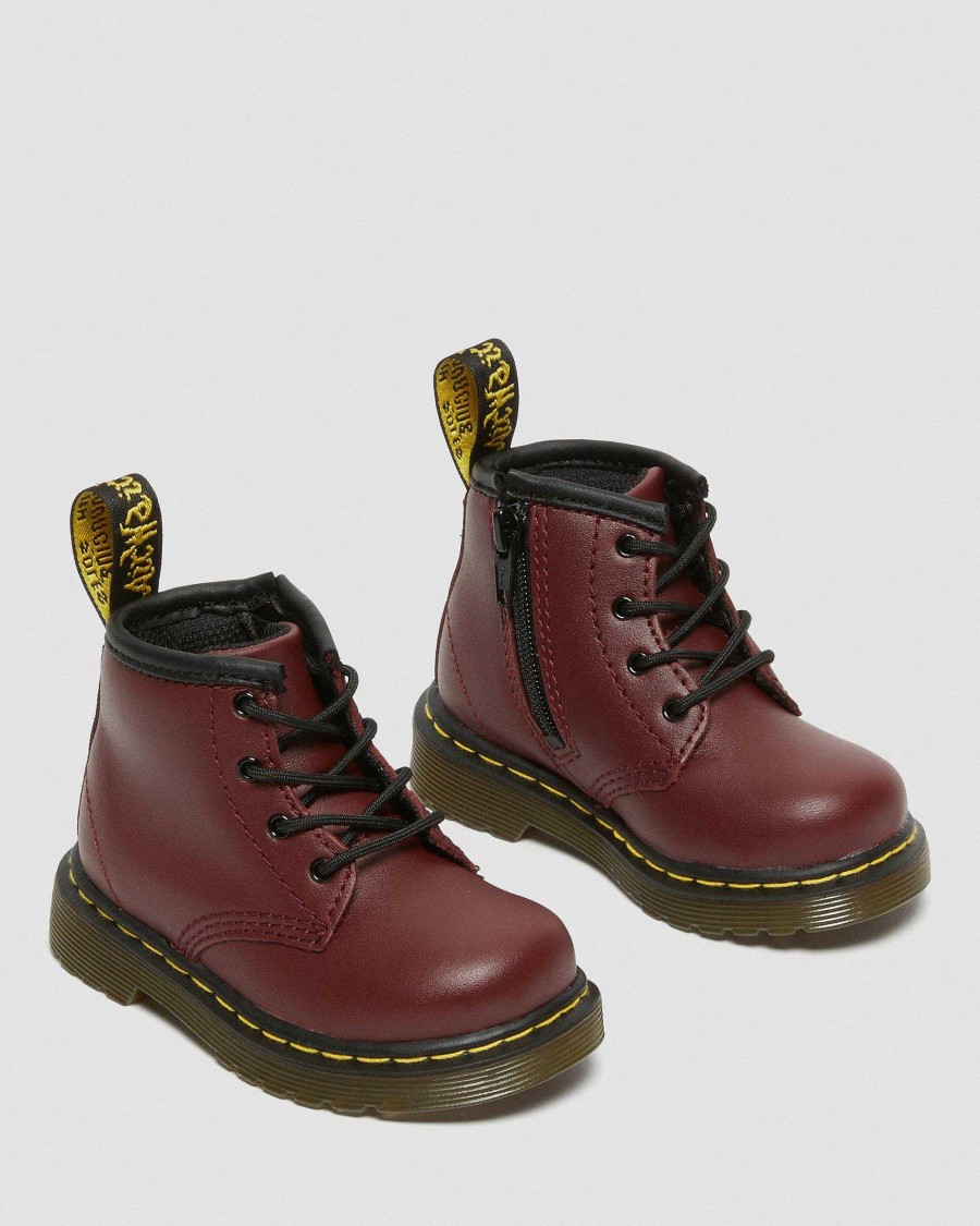 Bambini Dr. Martens Scarpe Da Scuola Per Ragazze | Infant 1460 Softy T - Stivaletto In Pelle Rosso Ciliegia Softy T