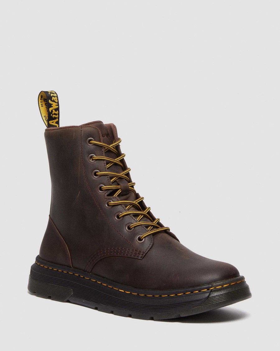 La Mia Genealogia Dr. Martens Calzature Utili | Stringate In Pelle Crewson -Maiharit Marrone Scuro — Crazy Horse+Pu