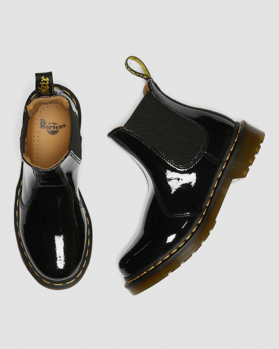 Le Signore Dr. Martens Stivaletti | 2976 Stivaletti Chelsea In Pelle Verniciata Nero: Lampada Brevettata