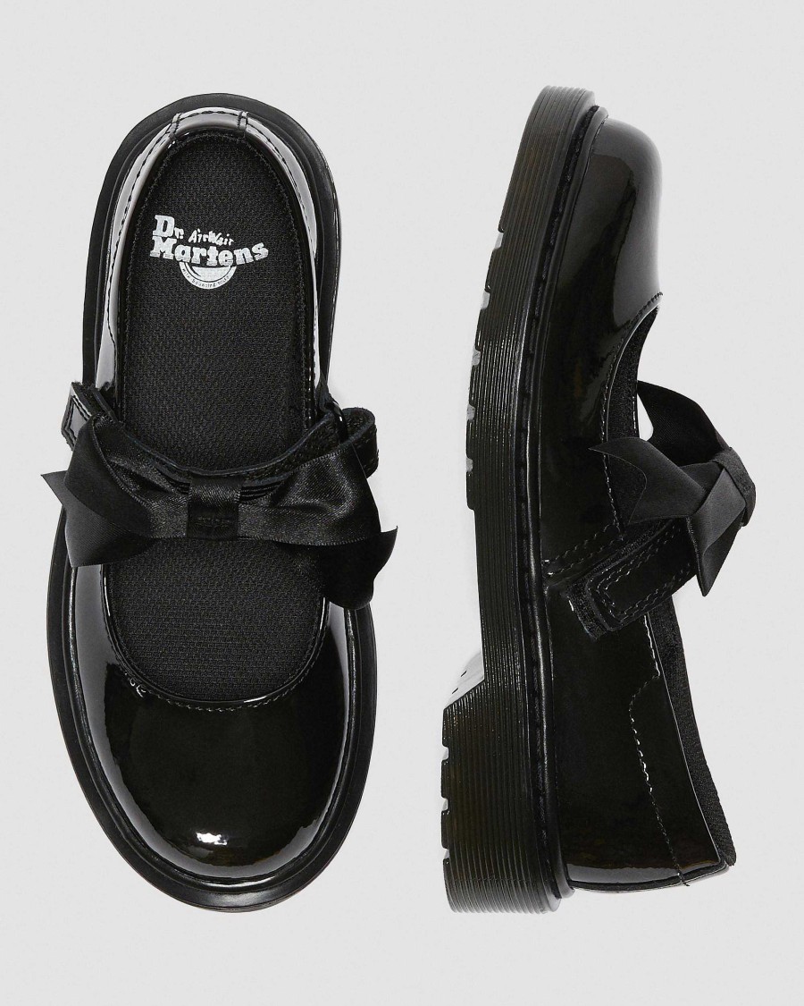 Bambini Dr. Martens Scarpe Da Scuola Per Ragazze | Scarpe Mary Jane Junior Maccy Ii In Pelle Verniciata Nero: Lampada Brevettata