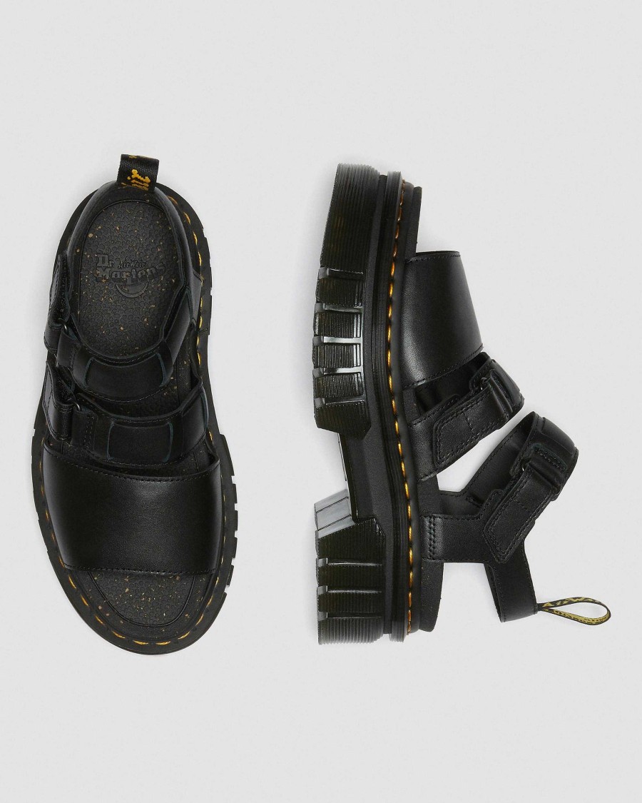 Le Signore Dr. Martens Sandalo Con Plateau | Sandali Ricki Con Plateau A 3 Cinturini In Pelle Nappa Lux Nero: Nappa Lux