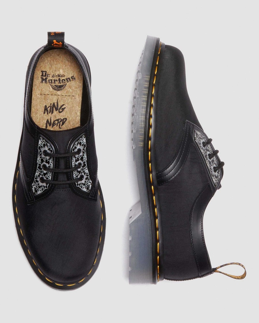 La Mia Genealogia Dr. Martens Scarpe Stringate | 1461 Scarpe In Pelle King Nerd Musta: Pelle Liscia + Nylon Ciclonico