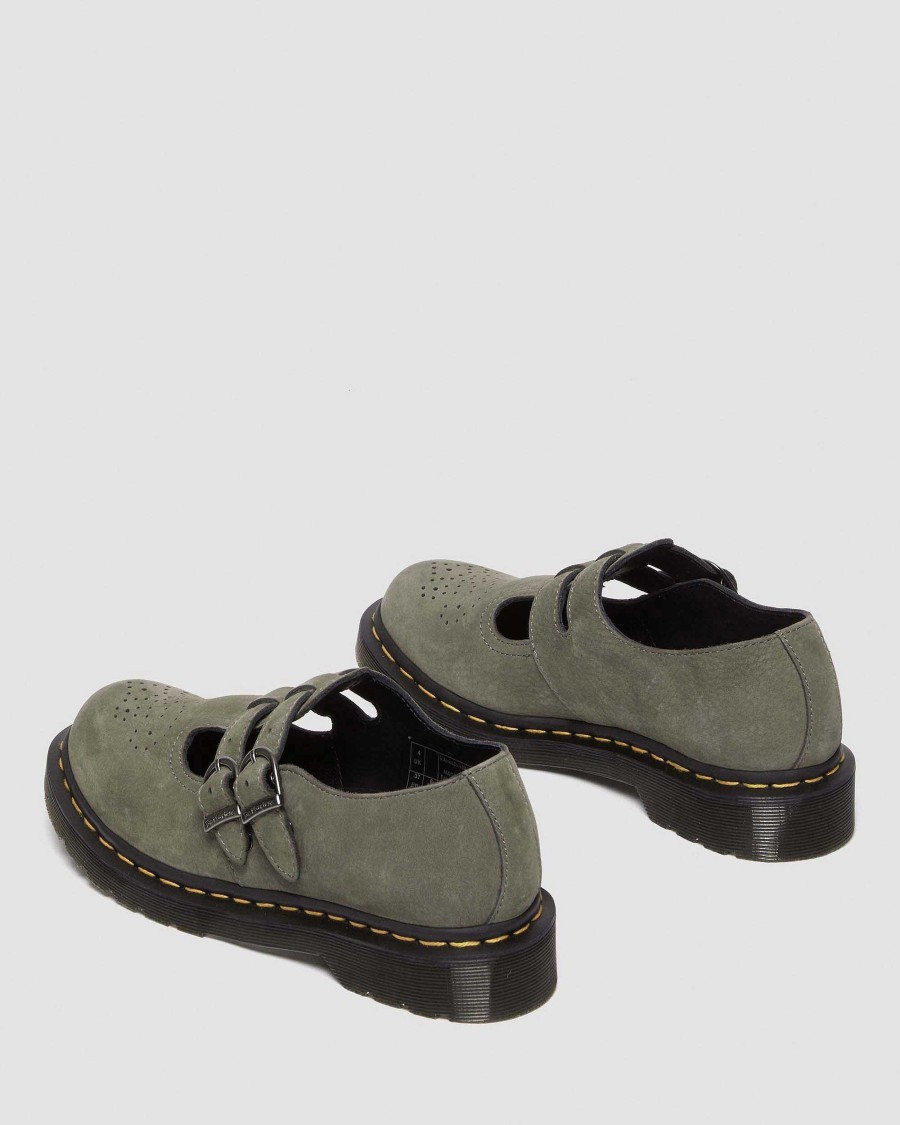 Le Signore Dr. Martens Maria Janet | 8065 Scarpe Mary Jane In Pelle Grigio Nichel — Nabuk Milled Wp