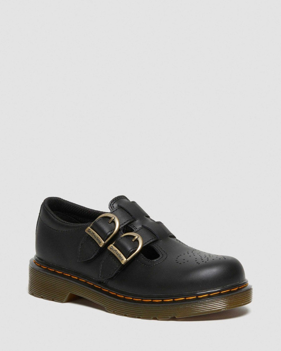 Bambini Dr. Martens Scarpe Da Scuola Per Ragazze | Junior 8065 Softy T Pelle Mary Jane -Kengat Musta — Softy T