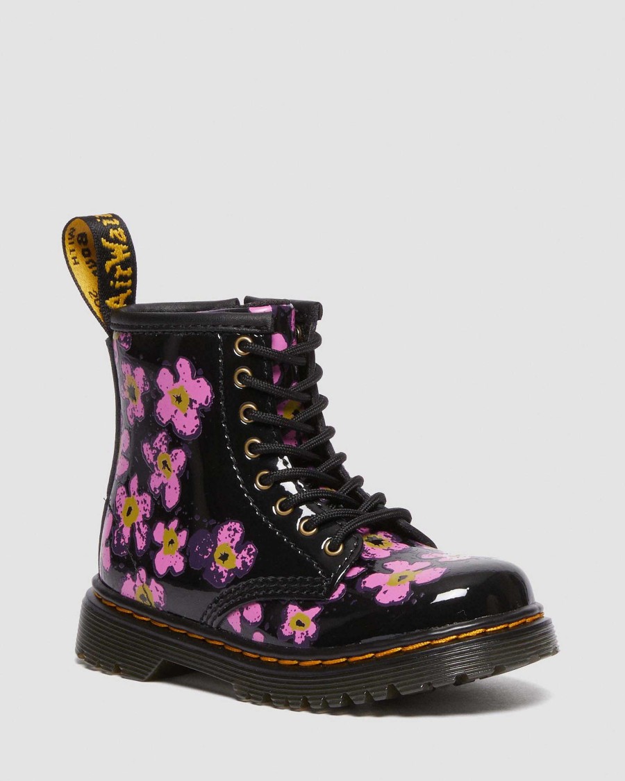 Bambini Dr. Martens Scarpe Da Scuola Per Ragazze | Bambino 1460 Brevetto Floreale -Maiharit Nero: Lampada T