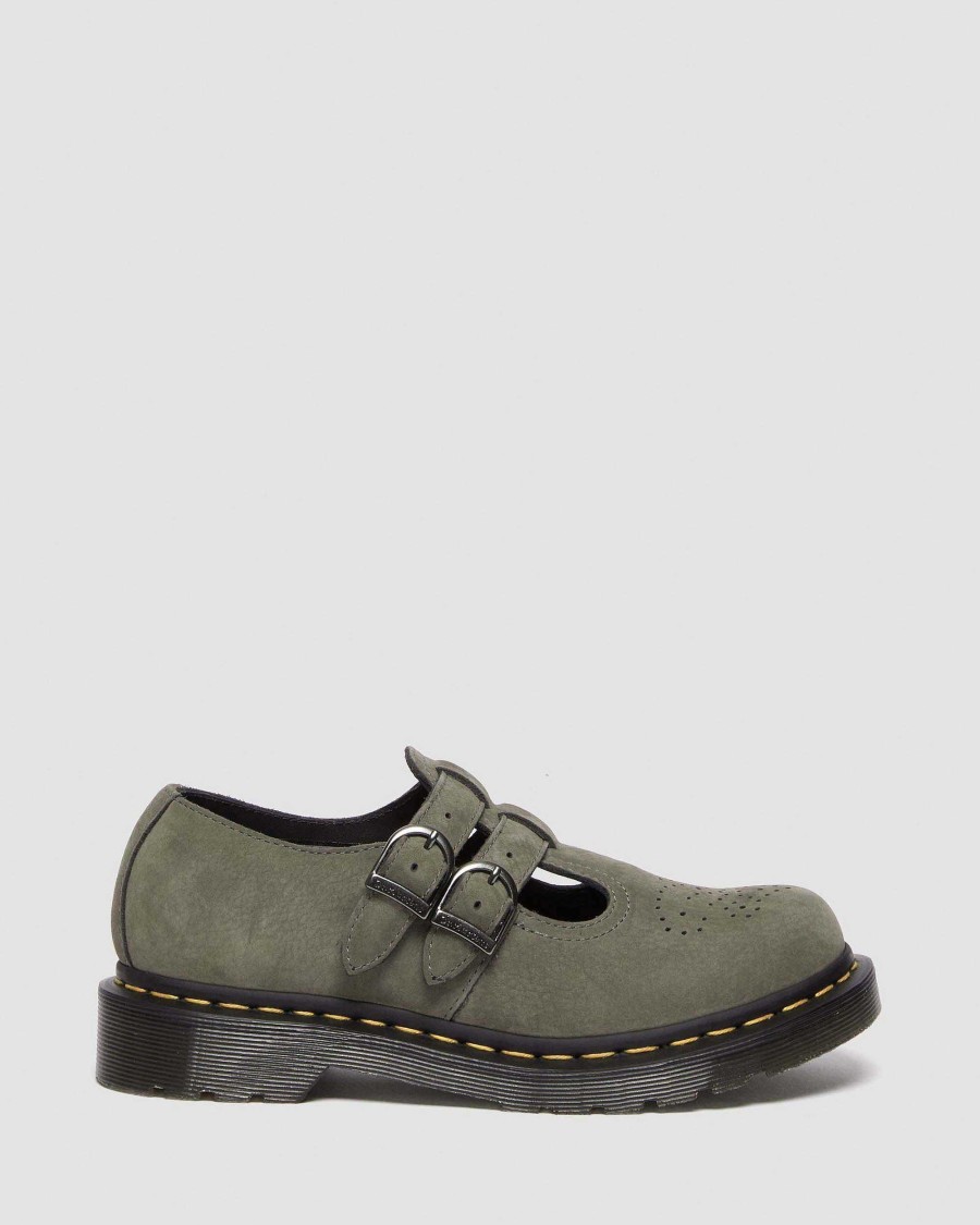 Le Signore Dr. Martens Maria Janet | 8065 Scarpe Mary Jane In Pelle Grigio Nichel — Nabuk Milled Wp