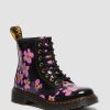 Bambini Dr. Martens Scarpe Da Scuola Per Ragazze | Brevetto Floreale Junior 1460 -Maiharit Nero: Lampada T