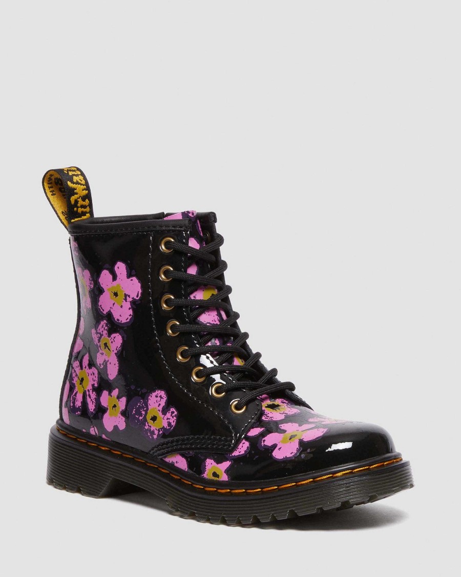 Bambini Dr. Martens Scarpe Da Scuola Per Ragazze | Brevetto Floreale Junior 1460 -Maiharit Nero: Lampada T