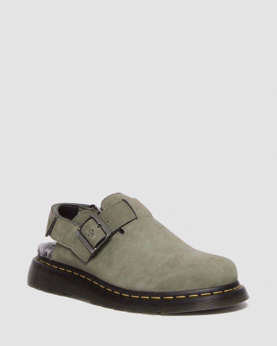 Le Signore Dr. Martens Pantofole | Techo Turco Jorge Ii Pelliccia Sintetica -Lipokkaat Grigio Nichel — Nabuk Milled Wp