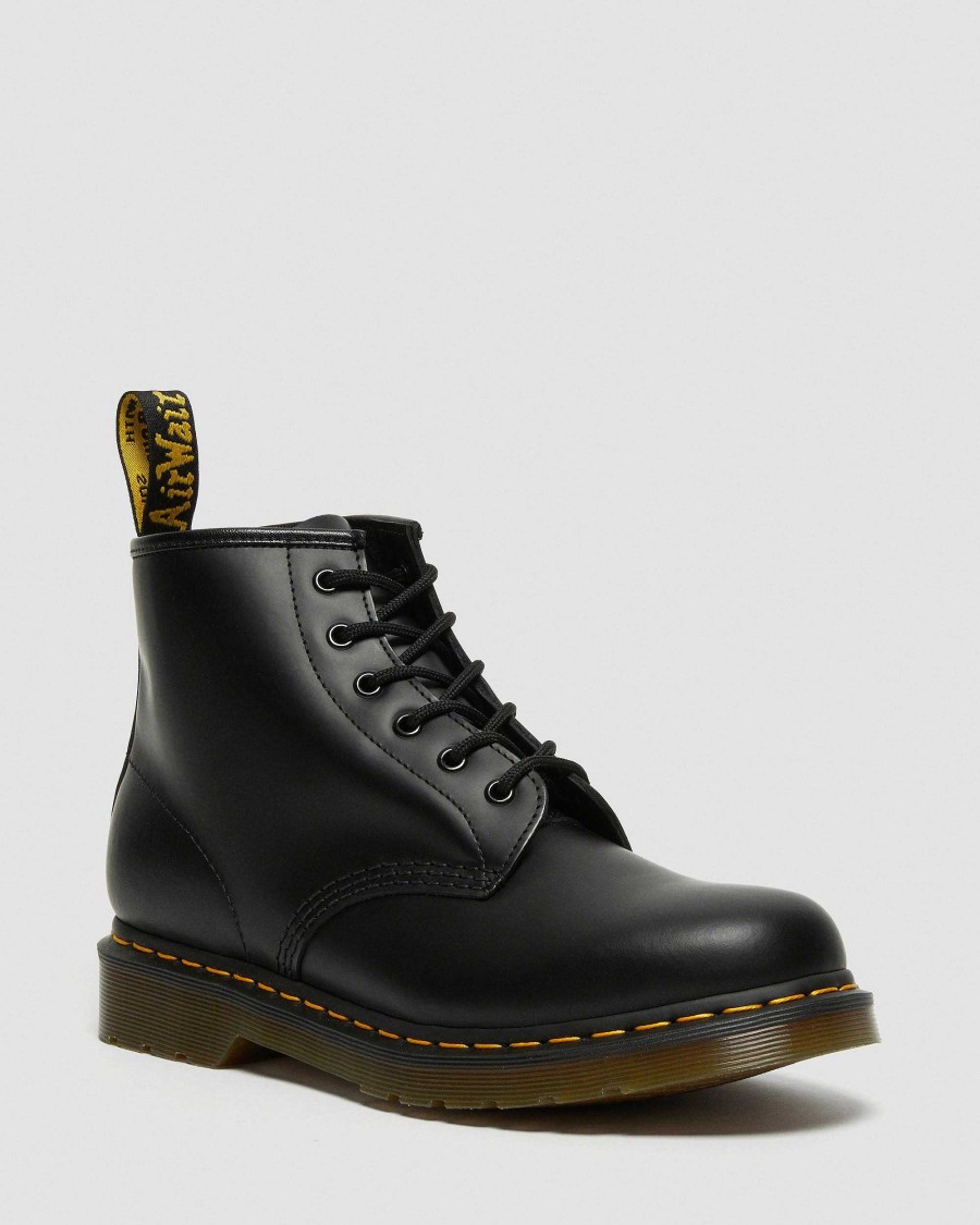 La Mia Genealogia Dr. Martens Tenie | Stivaletti 101 In Pelle Liscia Con Cuciture Gialle Liscio Nero