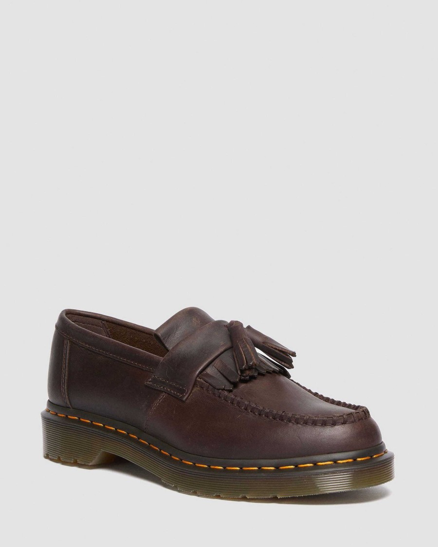 La Mia Genealogia Dr. Martens Tutti I Mocassini | Mocassini Con Nappine In Pelle Adrian Crazy Horse Marrone Scuro — Crazy Horse+Pu