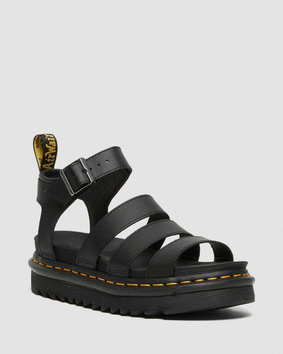 Le Signore Dr. Martens Sandalo Con Plateau | Sandali Blaire Hydro Con Cinturino In Pelle Nero Idro