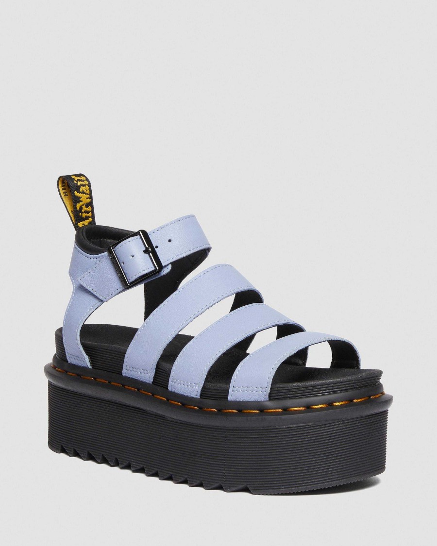 Le Signore Dr. Martens Sandalo Con Plateau | Sandali Con Plateau E Cinturino Blaire Quad Pisa In Pelle Zen Blu Pisa