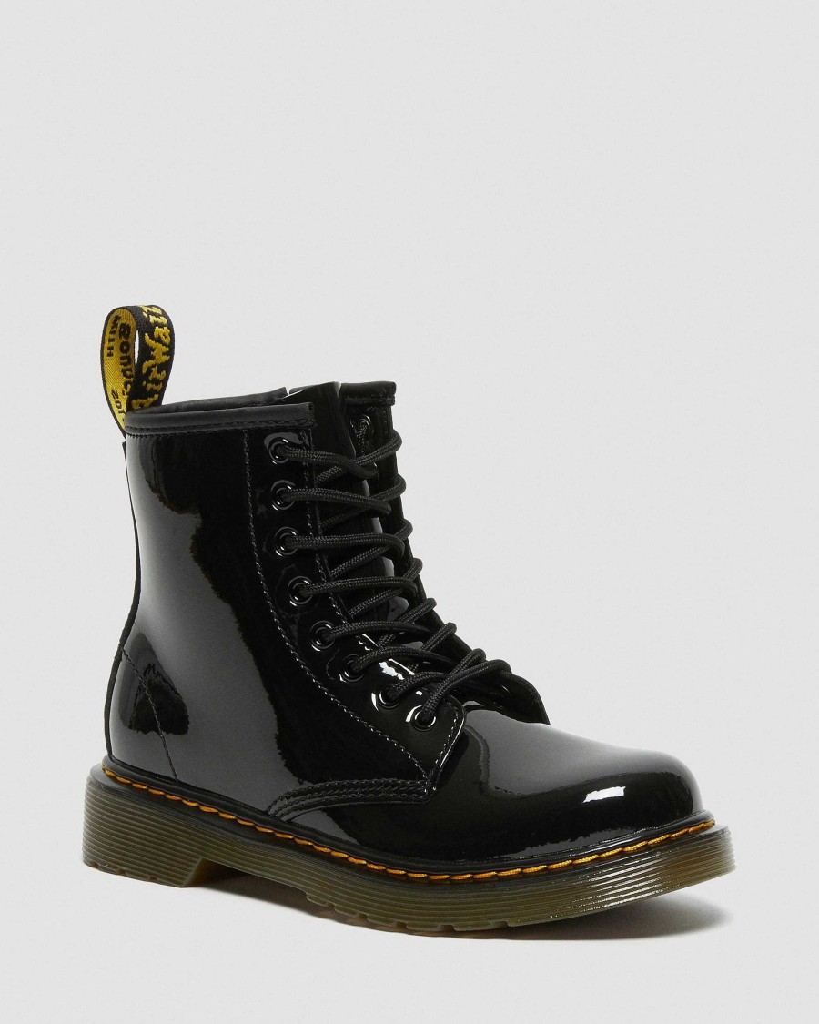 Bambini Dr. Martens Scarpe Da Scuola Per Ragazze | Pantaloncini Con Lacci In Vernice 1460 Da Bambino Nero: Lampada Brevettata