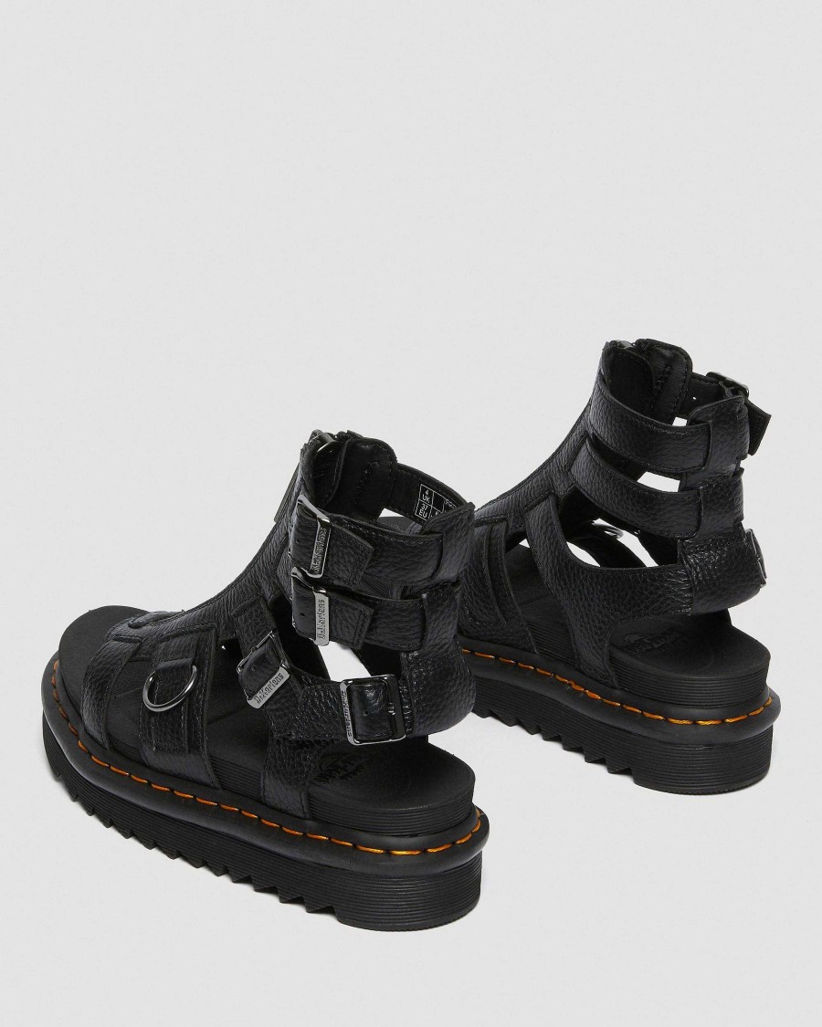 Le Signore Dr. Martens Sandalo Gladiatore | Olson Musta: Nappa Macinata