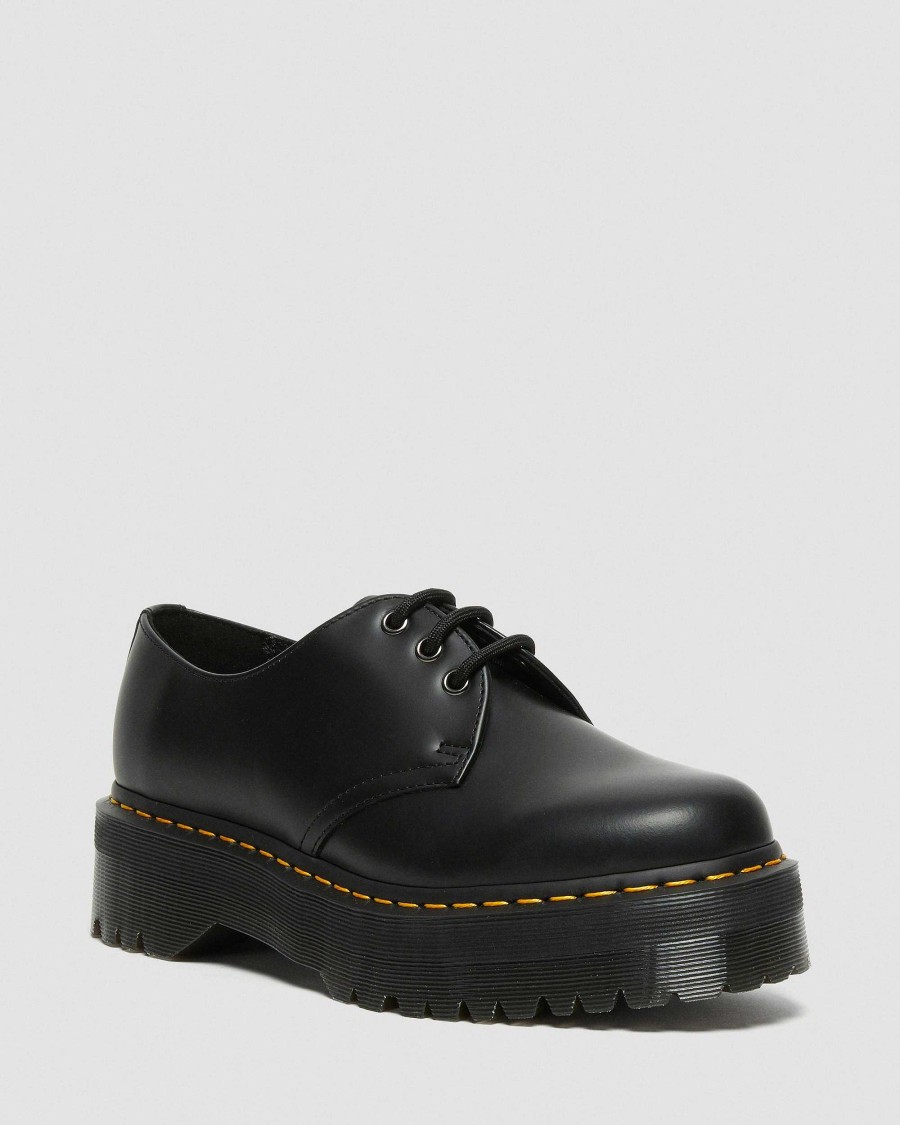 La Mia Genealogia Dr. Martens Scarpe Stringate | 1461 Piattaforma Quadrupla In Pelle Liscia -Kengat Musta: Liscio Lucido