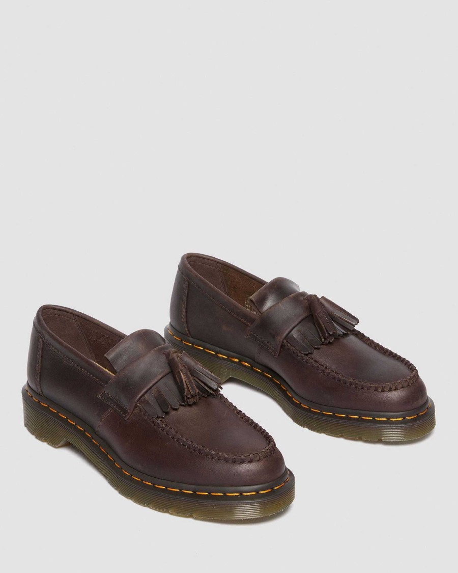 La Mia Genealogia Dr. Martens Tutti I Mocassini | Mocassini Con Nappine In Pelle Adrian Crazy Horse Marrone Scuro — Crazy Horse+Pu