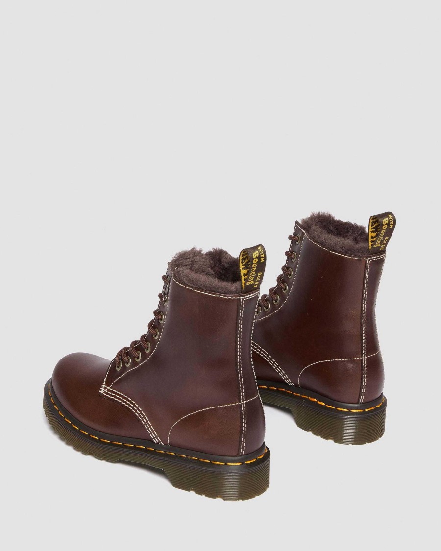 Le Signore Dr. Martens Tenie | 1460 Stringata In Pelle Foderata In Pelliccia Sintetica Serena -Maiharit Marrone Scuro