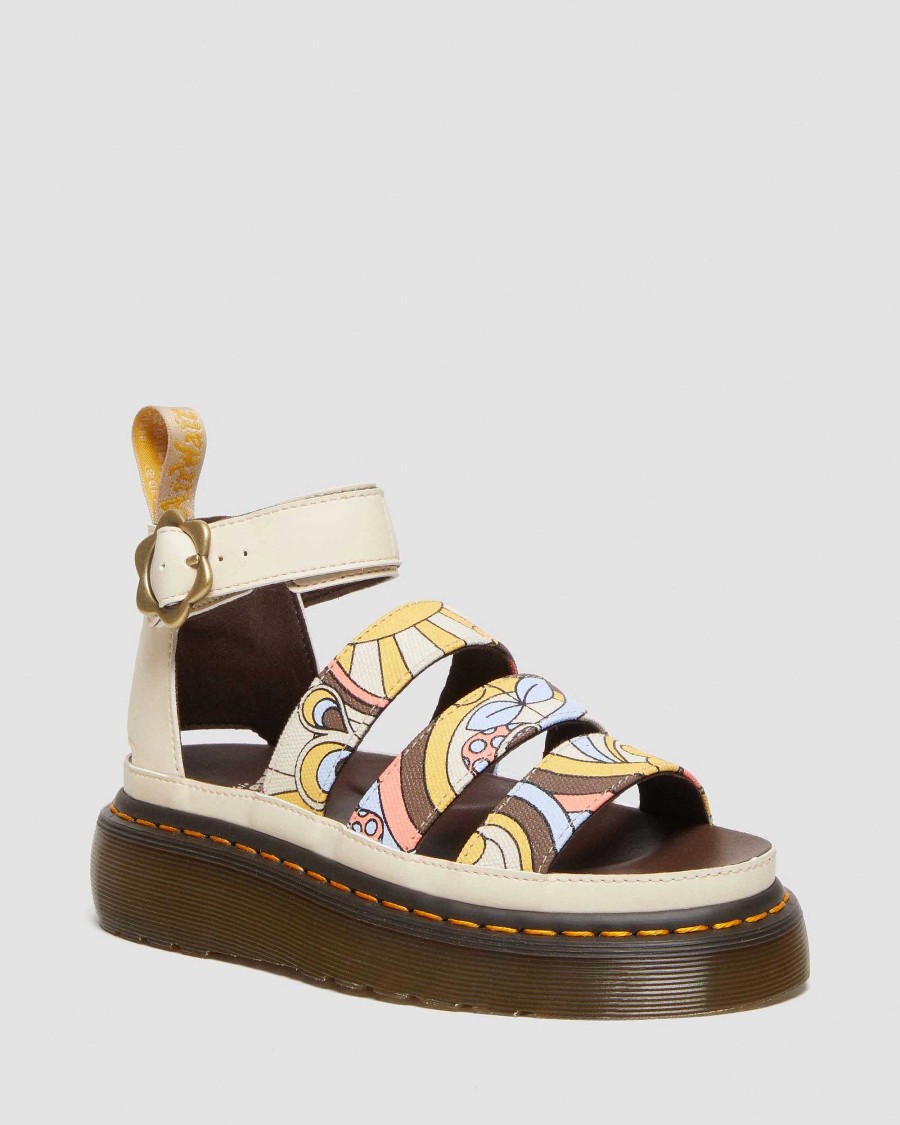 Le Signore Dr. Martens Sandalo Con Plateau | Clarissa Ii Quad Retro Canvas Vegan Platform -Remmisandaalit Paperinbeige — Kemble