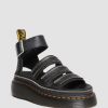 Le Signore Dr. Martens Sandalo Con Plateau | Sandali Con Plateau In Nappa Fresata Con Hardware Quad Clarissa Ii In Pelle Musta: Nappa Macinata