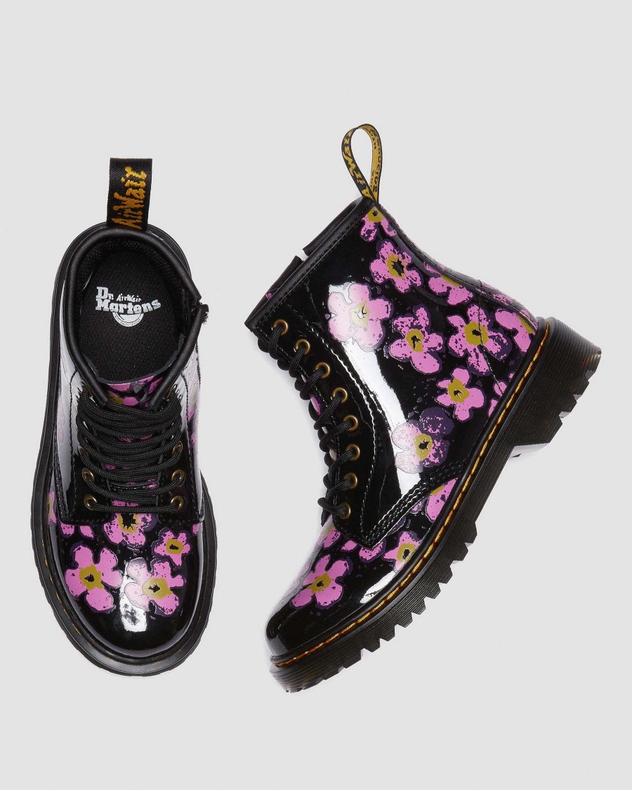 Bambini Dr. Martens Scarpe Da Scuola Per Ragazze | Brevetto Floreale Junior 1460 -Maiharit Nero: Lampada T