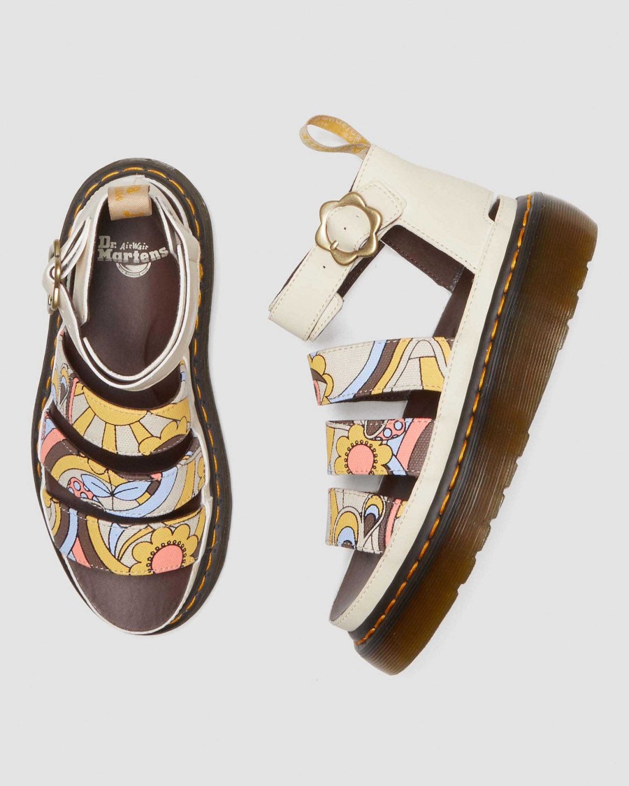 Le Signore Dr. Martens Sandalo Con Plateau | Clarissa Ii Quad Retro Canvas Vegan Platform -Remmisandaalit Paperinbeige — Kemble