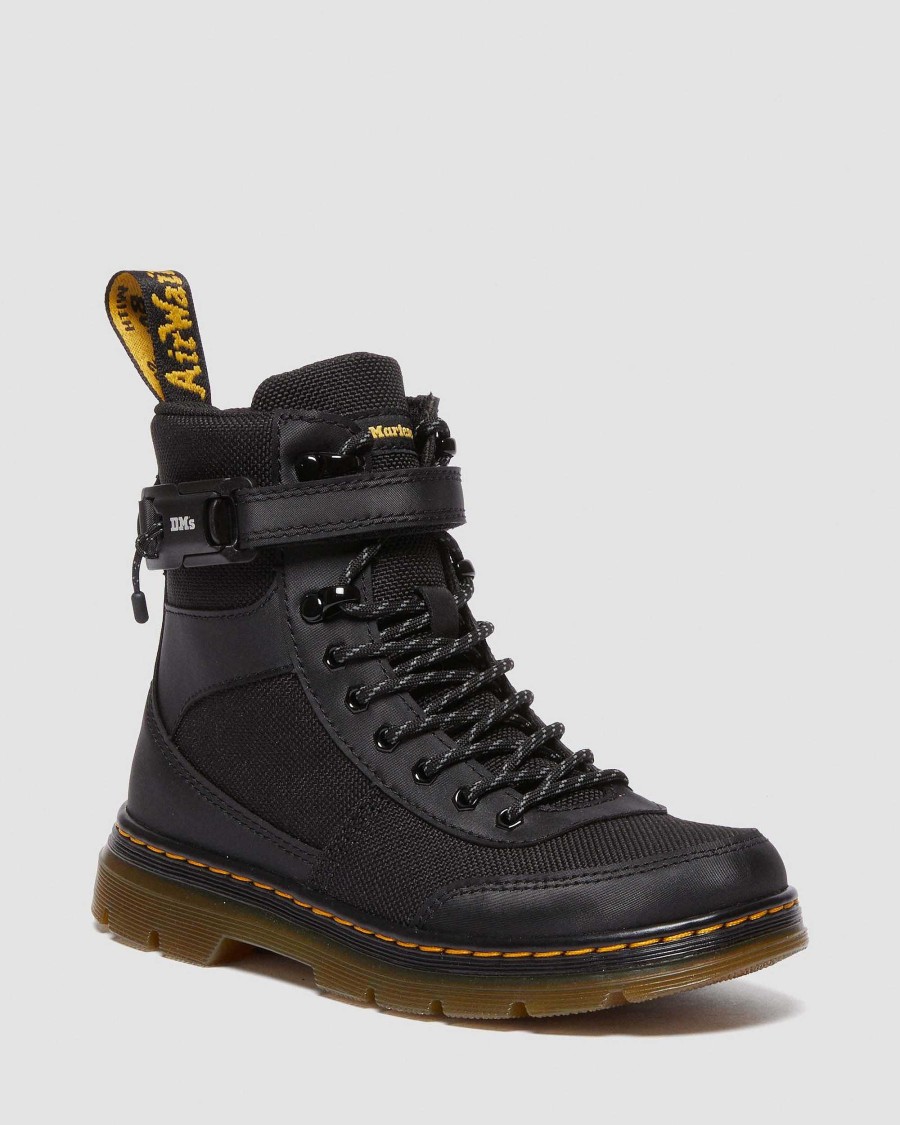 Bambini Dr. Martens Scarpe Da Scuola Per Ragazze | Junior Combs Tech Extra Resistente Poly Casual -Maiharit Musta: Extra Resistente 50/50+Gommoso