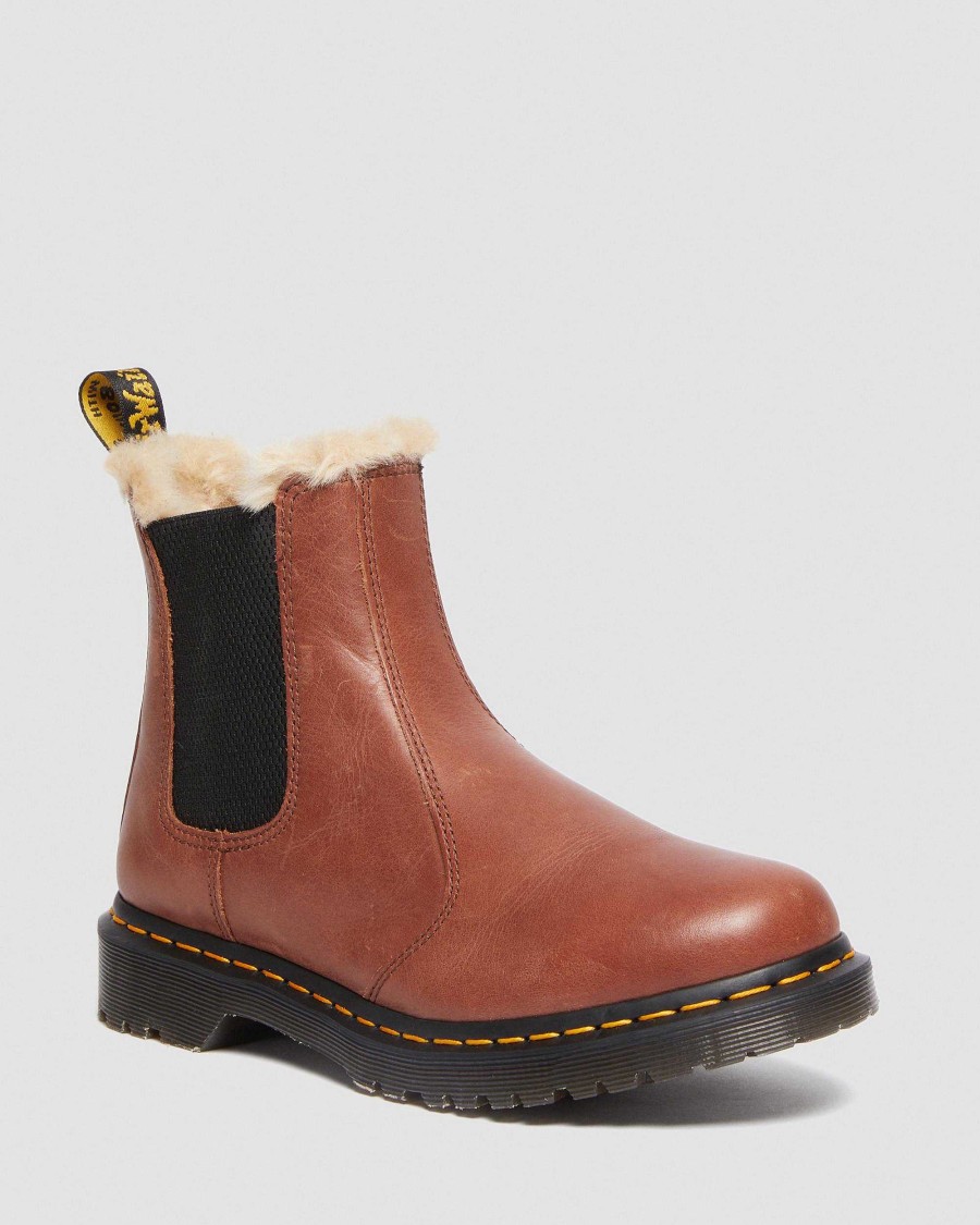 Le Signore Dr. Martens Stivaletti | Stivaletti Chelsea Leonore 2976 Foderati In Pelliccia Sintetica Marrone: Maniscalco