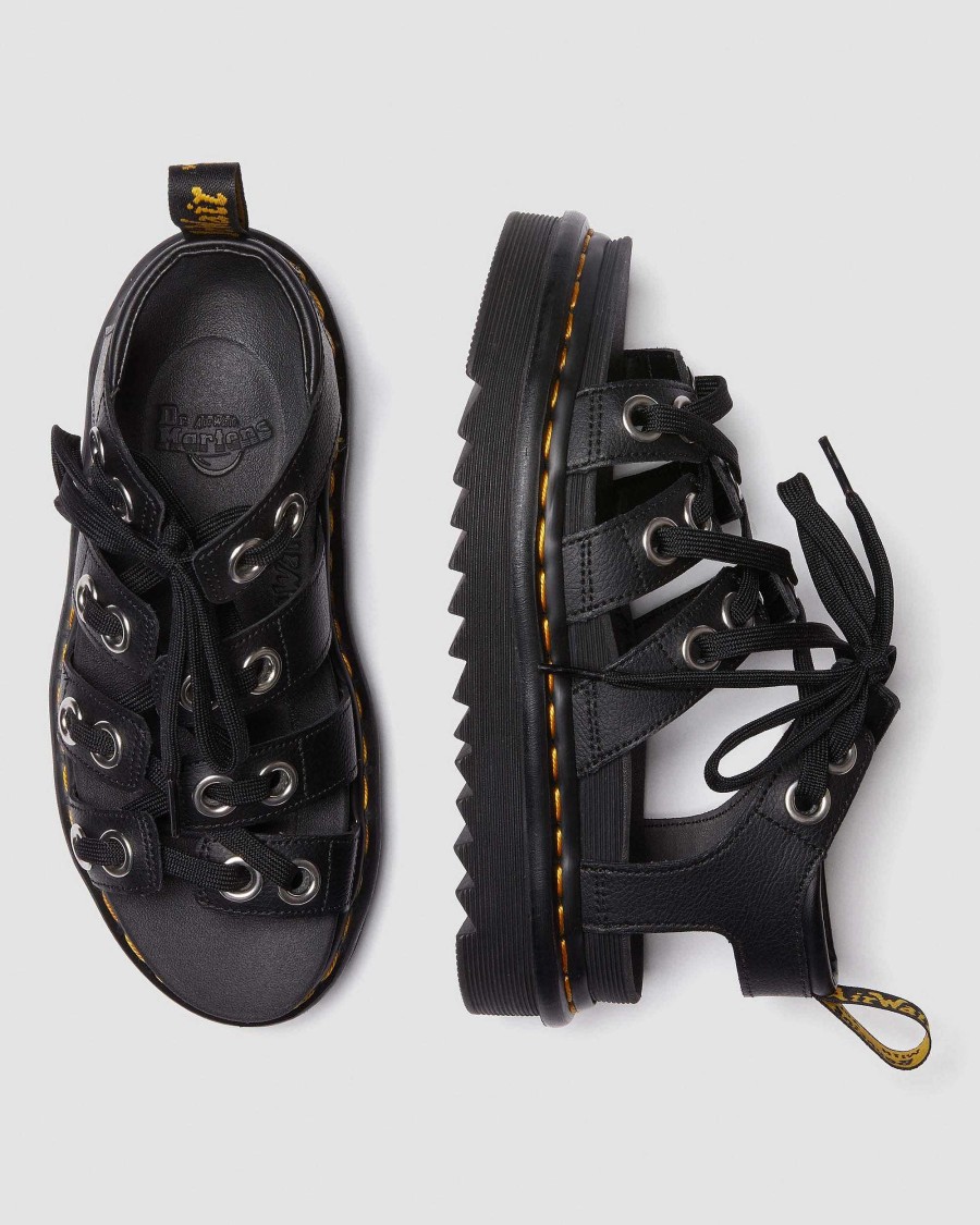 Le Signore Dr. Martens Sandalo Con Plateau | Sandali Con Cinturino Athena In Pelle Blaire Hardware Nero: Atena