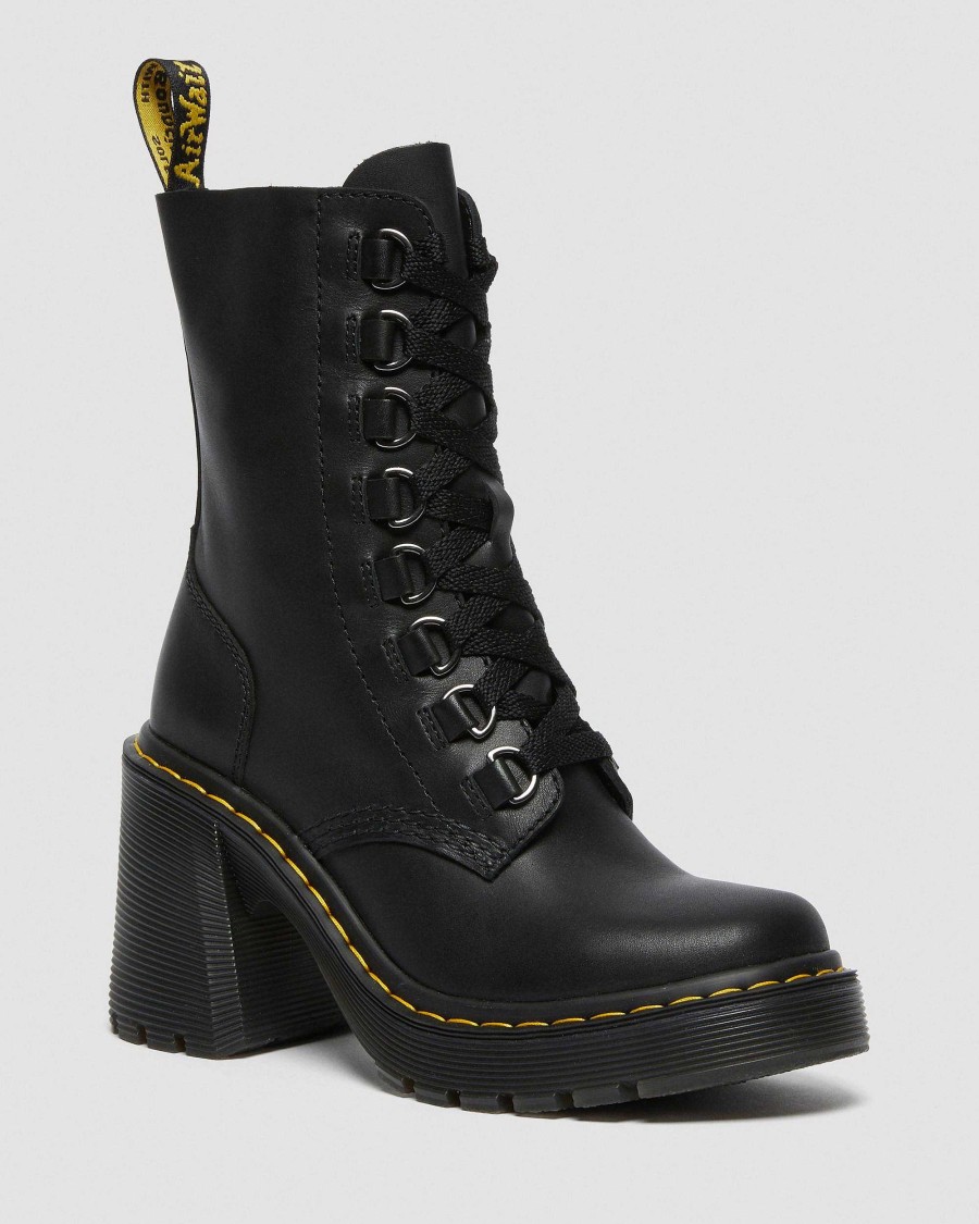 Le Signore Dr. Martens Stivaletti | Stringate In Pelle Chesney Con Tacco Svasato -Maiharit Musta: Sandali