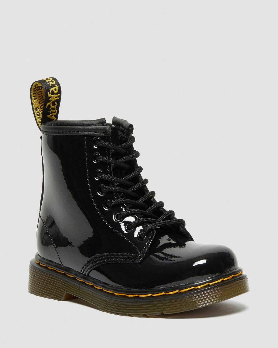 Bambini Dr. Martens Scarpe Da Scuola Per Ragazze | Fasce Per Capelli Con Lacci In Vernice 1460 Per Bambini Nero: Lampada Brevettata