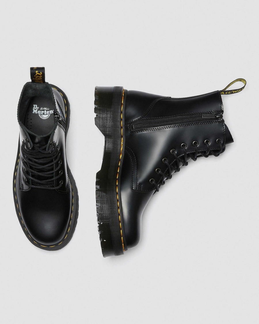 La Mia Genealogia Dr. Martens Piattaforme | Piattaforme Lisce Jadon Musta: Liscio Lucido