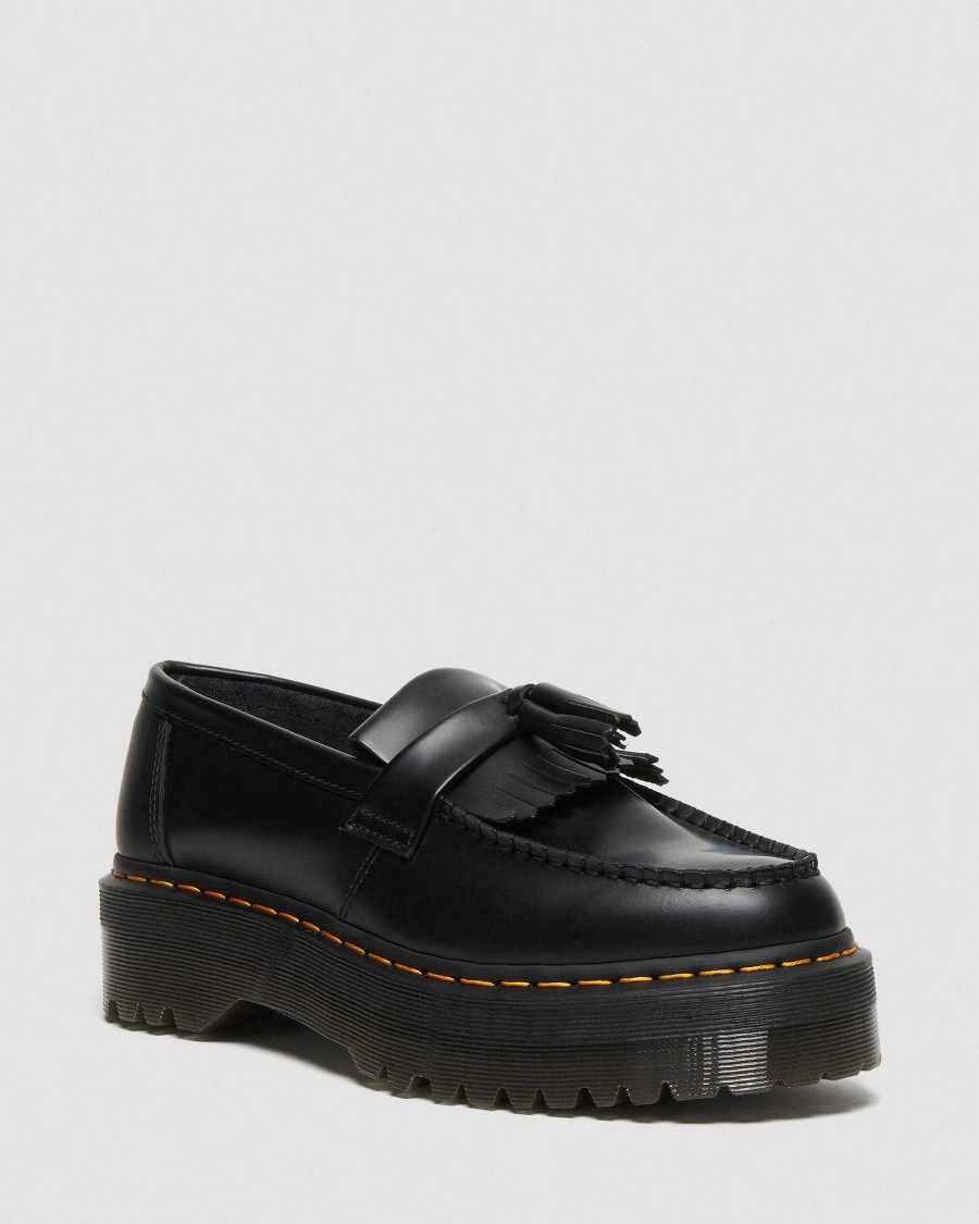 La Mia Genealogia Dr. Martens Tutti I Mocassini | Adrian Quad Pelle Platform Tassle -Loaferit Liscio Nero