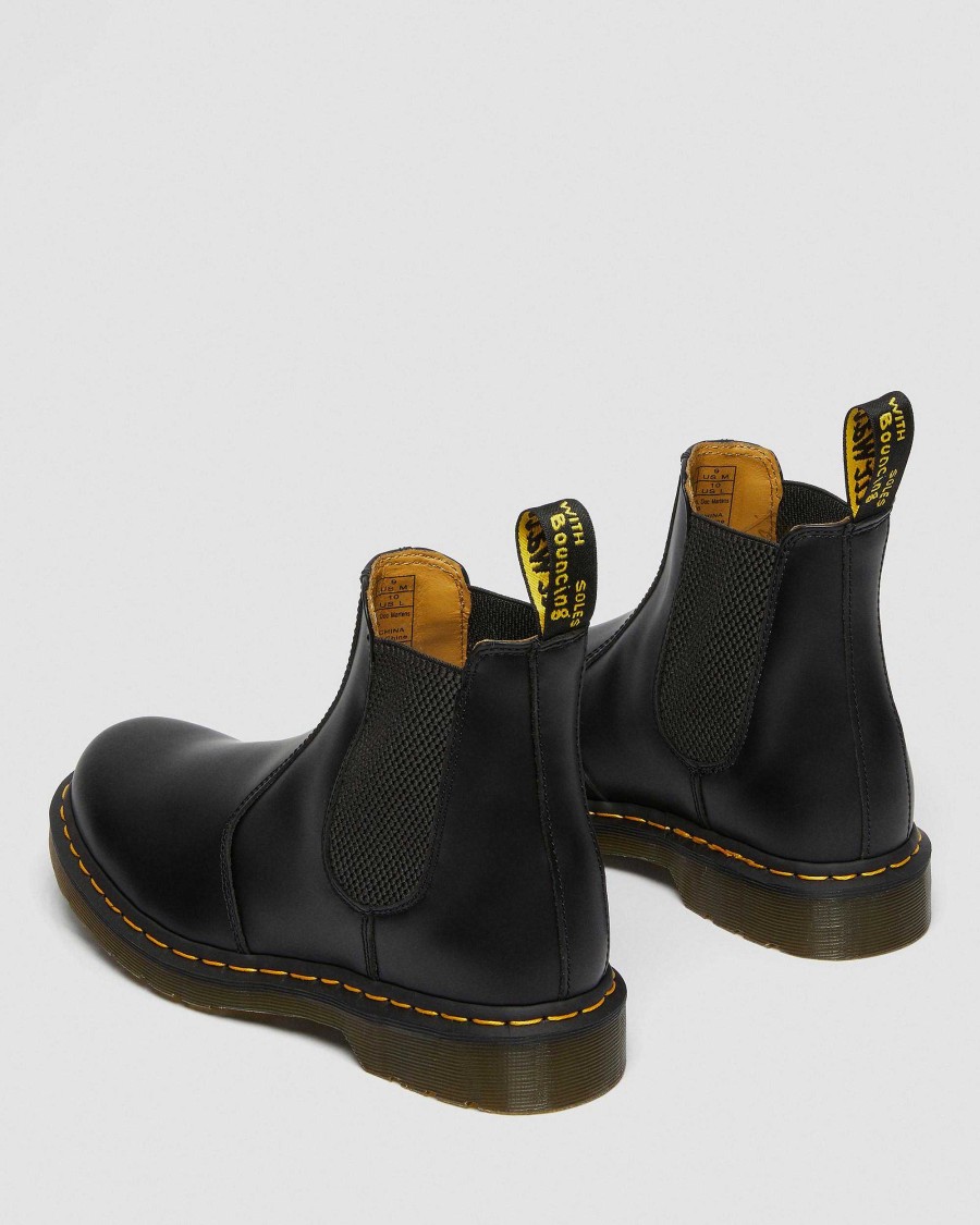 La Mia Genealogia Dr. Martens Formiche Invernali | 2976 Stivali Chelsea In Pelle Liscia Con Cuciture Gialle Liscio Nero