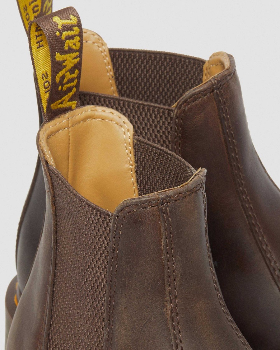 La Mia Genealogia Dr. Martens Maihar Marroni | 2976 Punto Giallo Crazy Horse Chelsea -Stivali Marrone Scuro — Crazy Horse+Pu