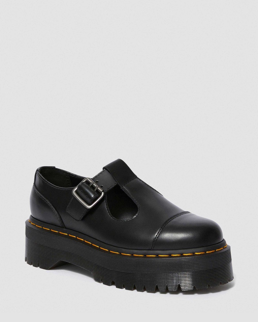 Le Signore Dr. Martens Scarpe Nere | Piattaforma In Pelle Liscia Bethan Mary Jane -Kengat Musta: Liscio Lucido