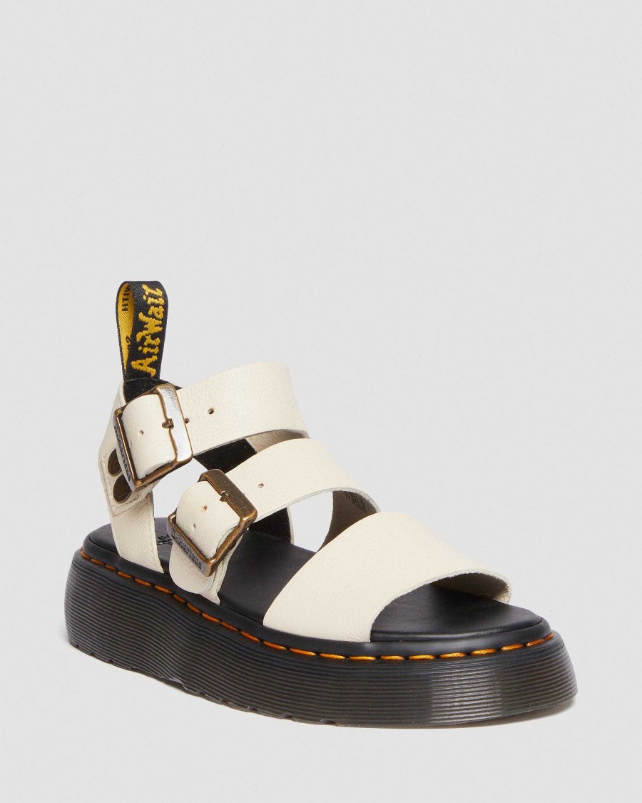 Le Signore Dr. Martens Sandalo Con Plateau | Sandali Con Piattaforma Quadrupla Gryphon In Pelle Paperinbeige — Pisa