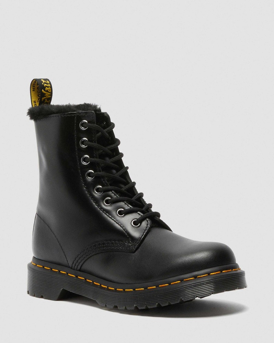 Le Signore Dr. Martens Tenie | Stivaletti 1460 Serena Foderati In Pelliccia Sintetica Grigio Scuro: Atlante