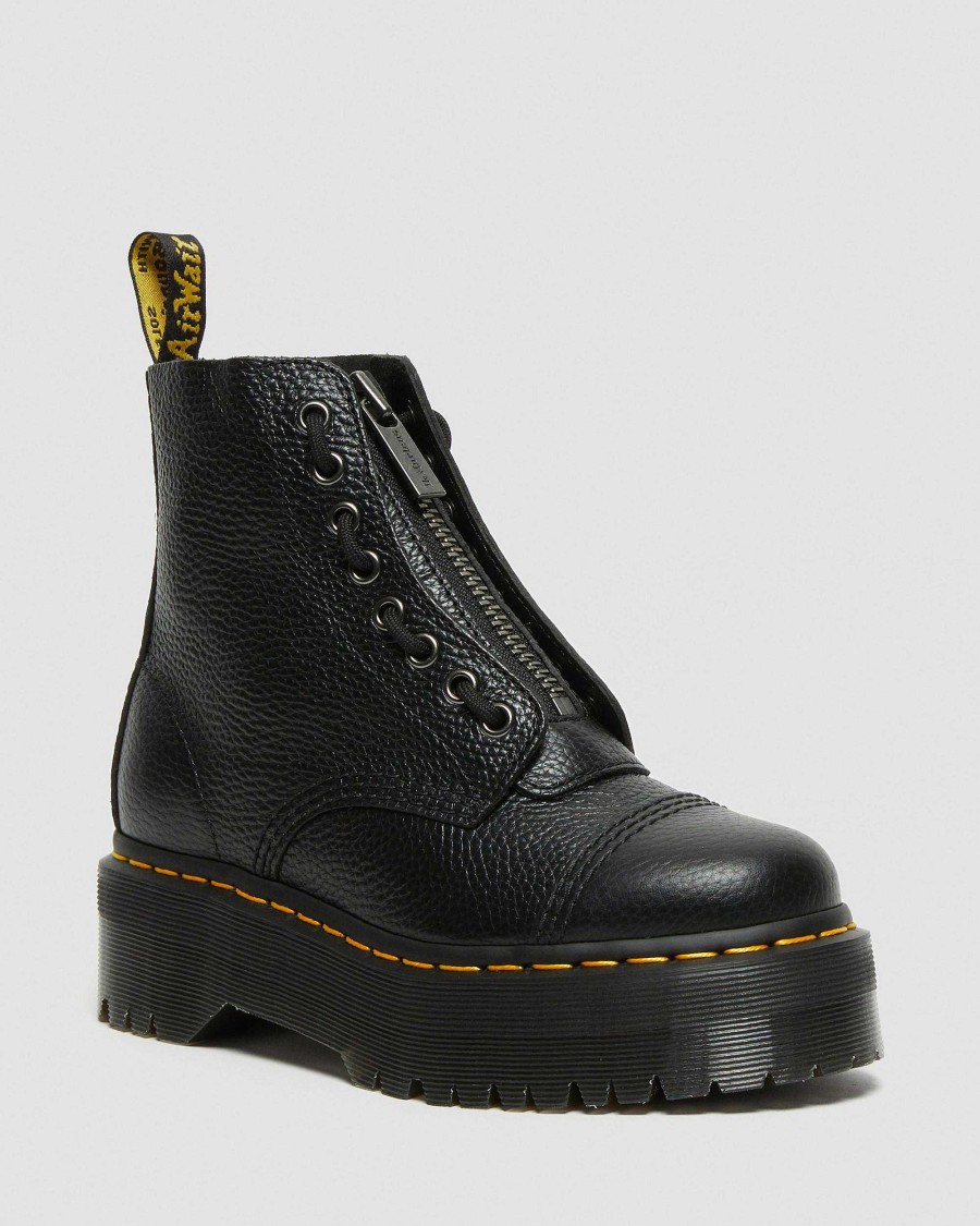 Le Signore Dr. Martens Tenie | Nappa Milled Sinclair -Piattaforma Musta: Nappa Macinata